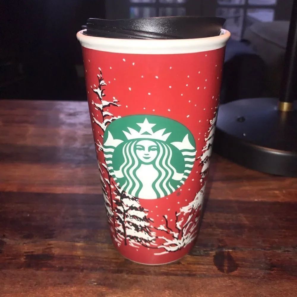 Starbucks Ceramic Christmas snowy tree tumbler